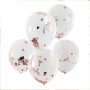 Konfettiballonger - Hjrtan - Rosguld - 5-pack