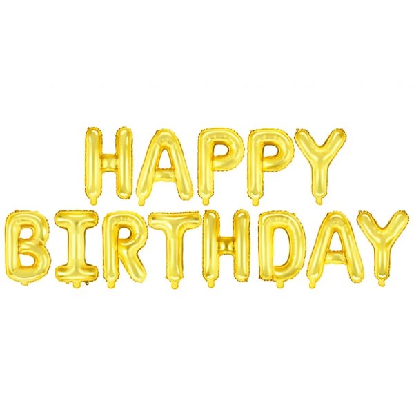 Ballonggirlang - Happy Birthday - Guld