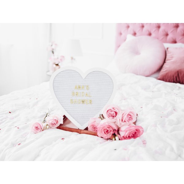 Bokstavstavla - Hjrta - Vit/Guld