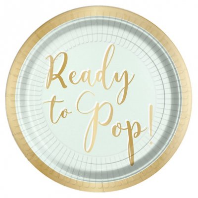 Papptallrikar - Ready to pop - Mint/Guld - 8-pack