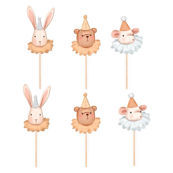 Cake Picks - S�ta djur - 6-pack
