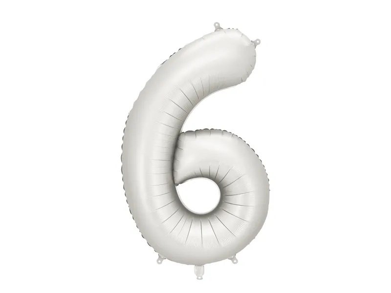 Sifferballong – Matt silver – 86 cm – Siffra: 6 – Sifferballonger, Ballonger