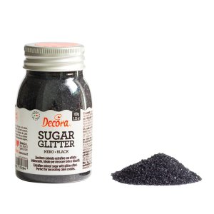 Glittrande sockerkristaller - Svart - Decora - 100g