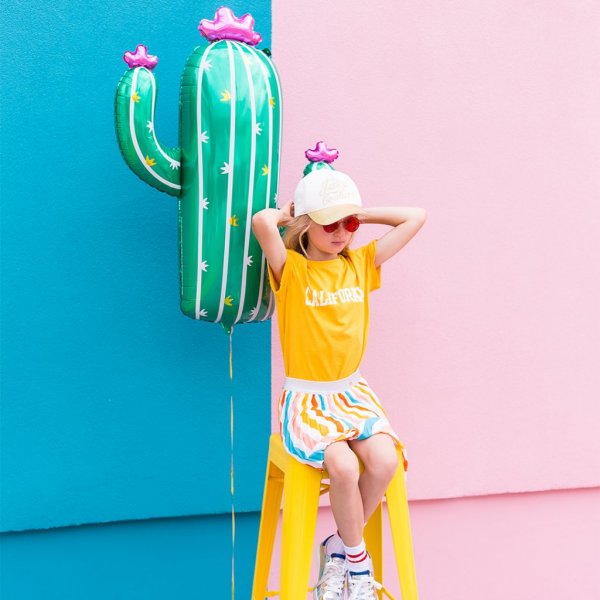 Folieballong - Kaktus med rosa blommor