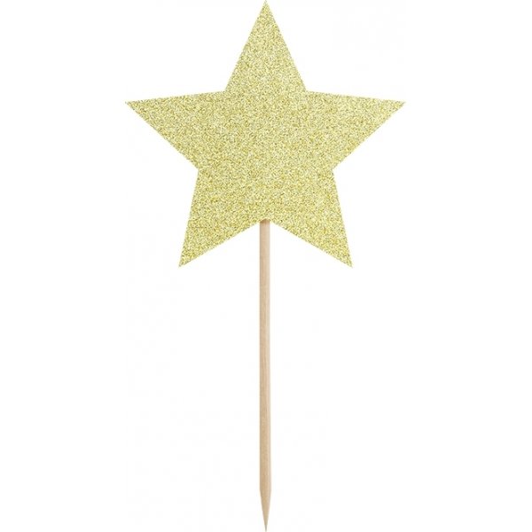 Cake picks - Stjärnor - Guldglitter - 6-pack Cake picks - Stjärnor - Guldglitter - 6-pack