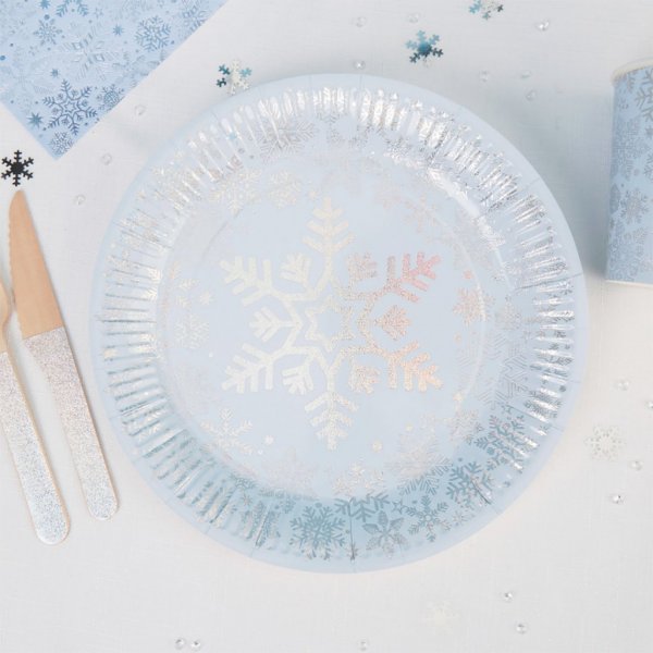 Papptallrikar - Iridescent Snowflake - 8-pack