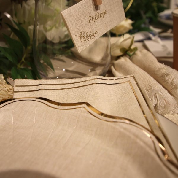 Servetter - Beige & Guld - 20-pack