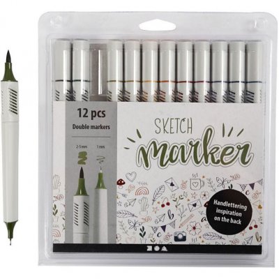 Pennor - Sketch Markers - 12-pack - Dova frger
