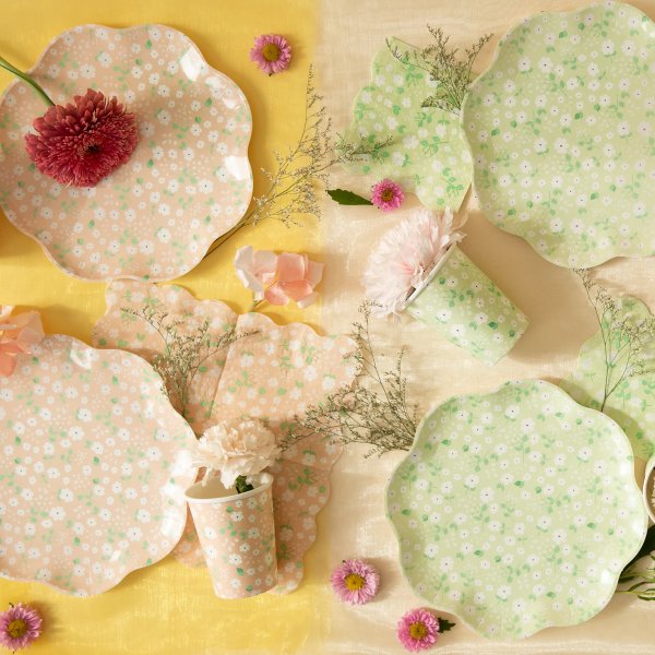 Papptallrikar - Sommarng - 23 cm diamteter - 6-pack