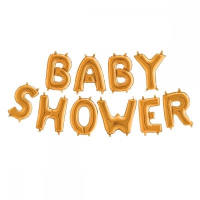Bokstavsballonger - Baby Shower - Guld