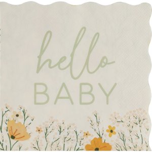 Servetter - Hello baby - Floral - 16-pack