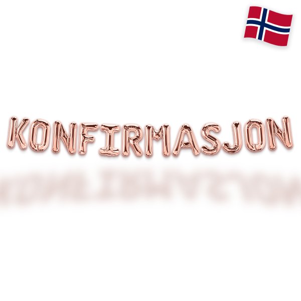 Ballonggirlang - KONFIRMASJON - Ros�guld - 35 cm