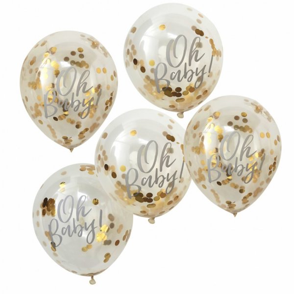 Konfettiballonger - Oh Baby! - 5-pack Konfettiballonger - Oh Baby! - 5-pack
