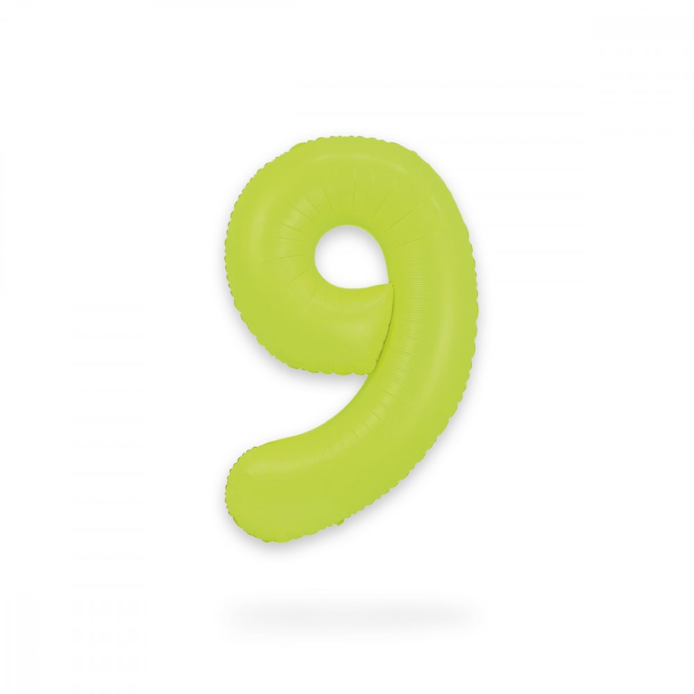 Ballongsiffra - Neon Grön - 86 cm - Siffra: 9 - Sifferballonger, Ballonger