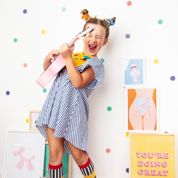 Vggstickers - Dots - Bl/Gul/Rosa