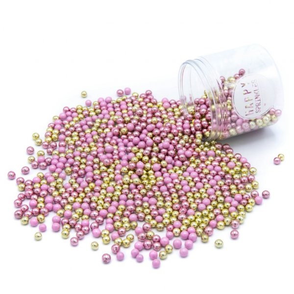 Chokladpärlor/Choco Dragées - Rosa/Guld - Happy Sprinkles - 80g Chokladpärlor/Choco Dragées - Rosa/Guld - Happy Sprinkles - 80g