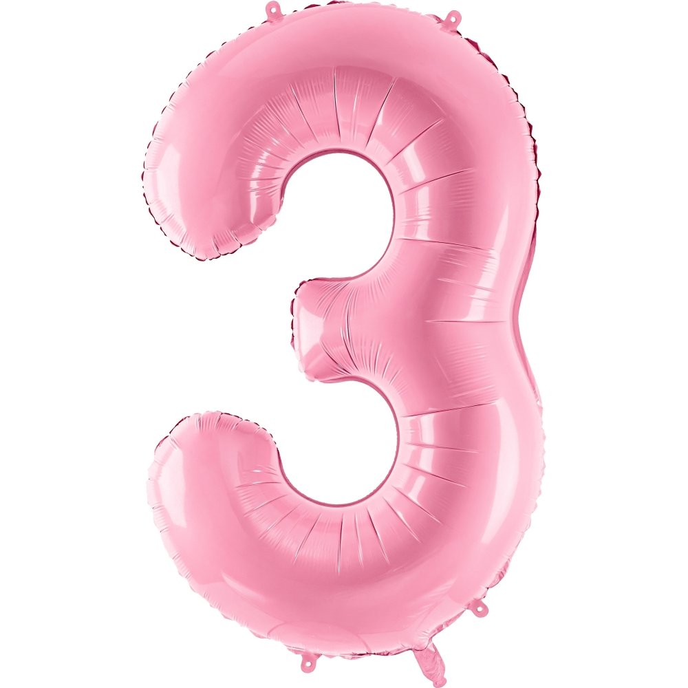 Sifferballong – Rosa – 86 cm – Siffra: 3 – Sifferballonger, Ballonger