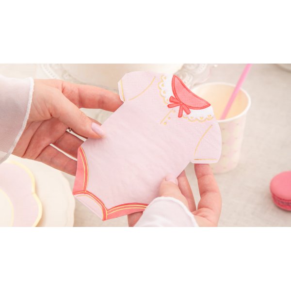 Servetter - Babybody - Rosa/Guld - 10-pack